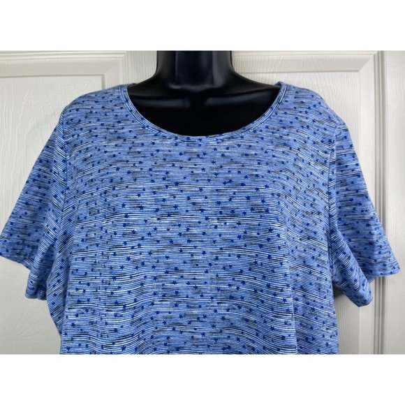 Catherines Tee Shirt Womens Plus Size 0X 14/16W Blue Stars Short Sleeve Stretch - Picture 2 of 8